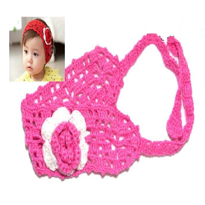 Hooyi faixa de cabelo floral bordada bebê meninas, faixa de cabeça de princesa, crianças tira de cabelo de crochê acessórios para recém-nascidos h28