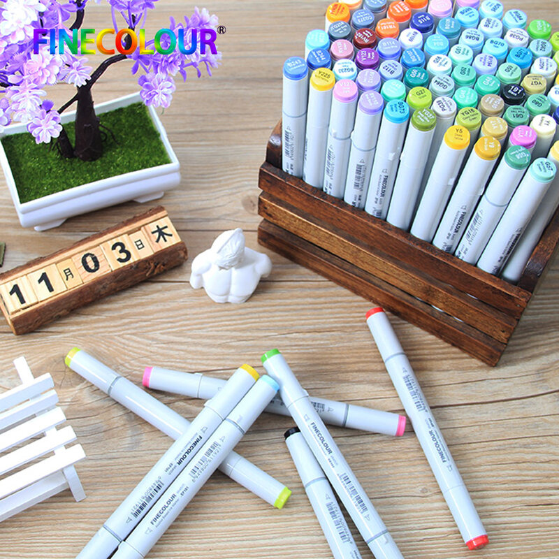 Finecolour 30/40/50/60/160 مجموعة أقلام تلوين دائمة ملونة واحترافية لرسم علامات المانجا للرسم