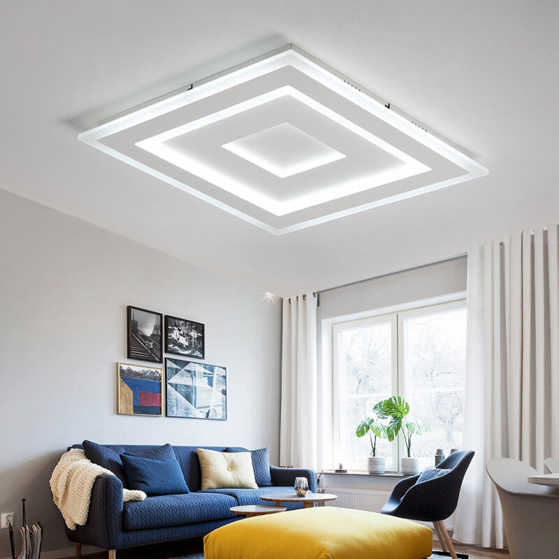 Negleam-超薄型表面実装のモダンなLEDシーリングライト,長方形のライト,アクリル,正方形,天井ランプ