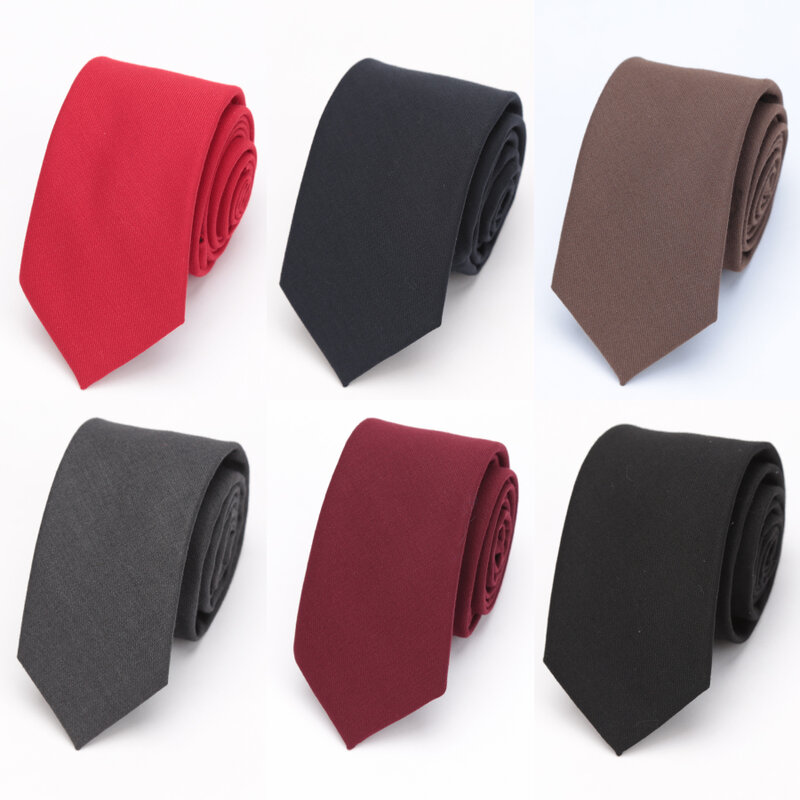 Gravata fina de lã masculina, fina, moderna, para casamento, festa, slim, clássica, cor sólida, gravata de pescoço, casual, 6cm, vermelho, gravata
