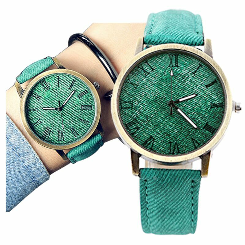 Mdnen hommes femmes montres montre à Quartz Denim Design bracelet en cuir homme décontracté montre-bracelet Relogio Feminino dames et femme montre