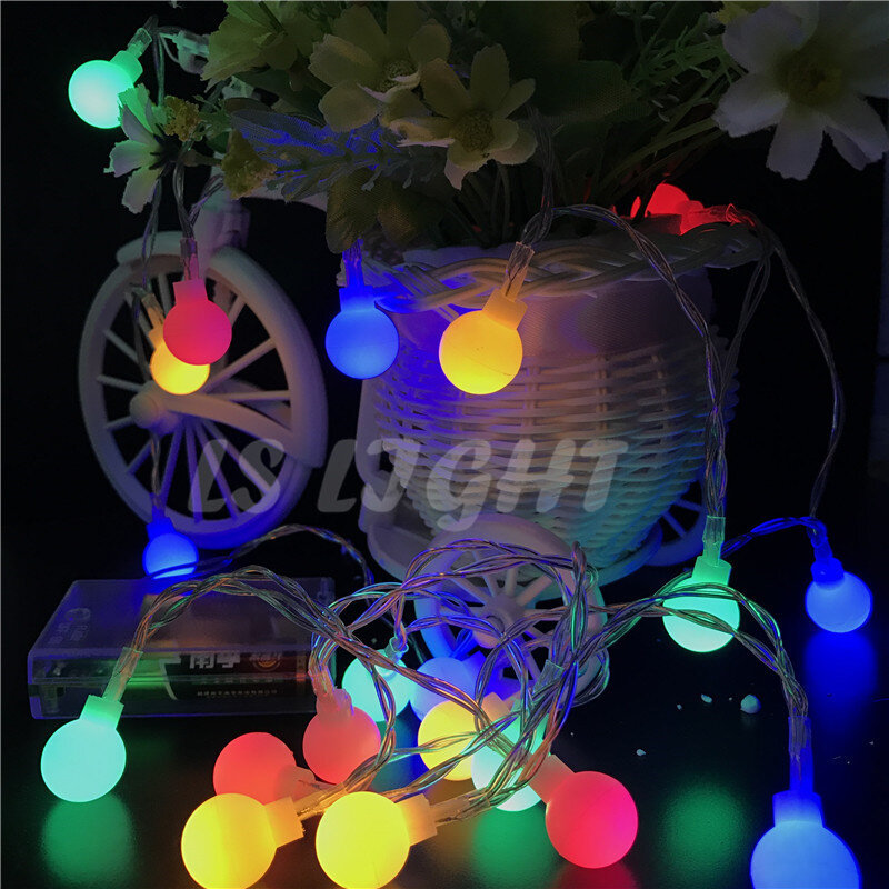 New 1.5M 10LED Fairy Garland LED Ball String Lights Waterproof  Christmas Tree Wedding Home Indoor Decoration Battery Powered