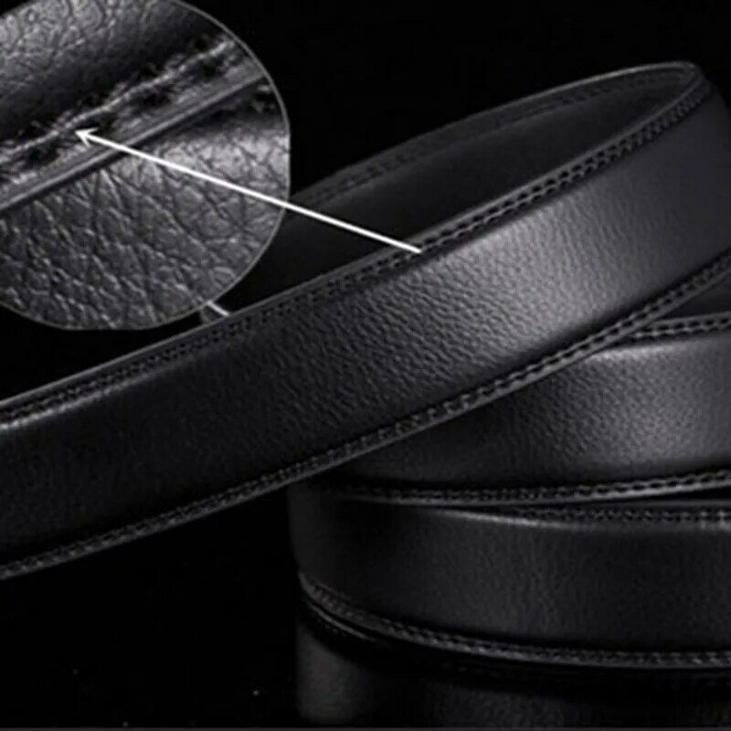 Cinturón de cuero de imitación para hombre, hebilla automática, informal, de alta calidad, color sólido, para negocios