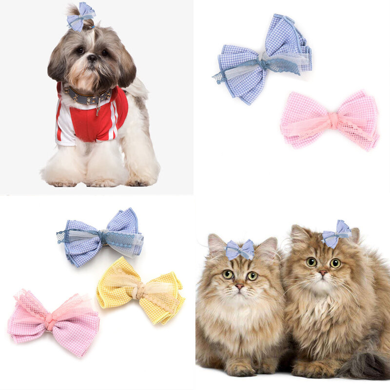 Cão arco hairpin headdress gato pet bowknot grampo de cabelo teddy pet grooming acessórios para meninas do bebê