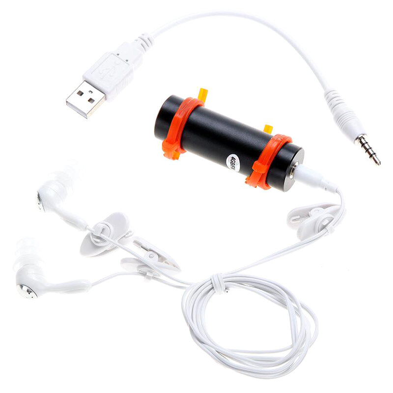Reproductor MP3 USB de 4GB, impermeable, para natación, buceo, surf, auriculares negros, Radio FM