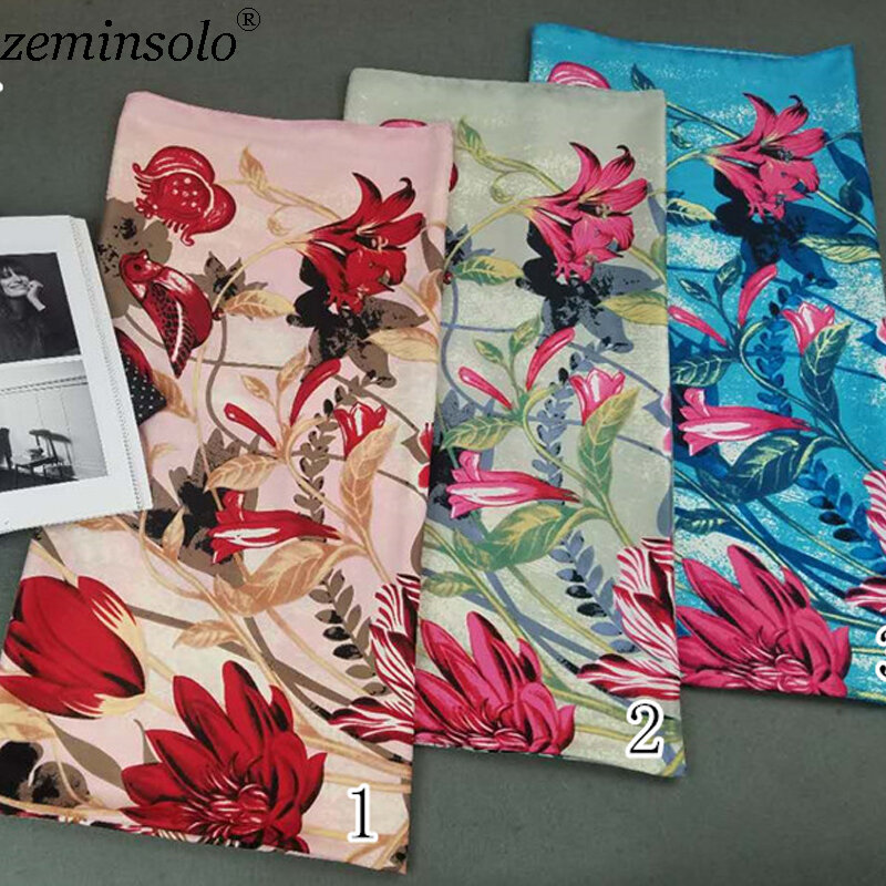 100% Silk Scarf Women Large Shawls Stoles Floral Print Square Scarves Echarpes Foulards Femme Wrap Bandanas Scarves 130*130cm