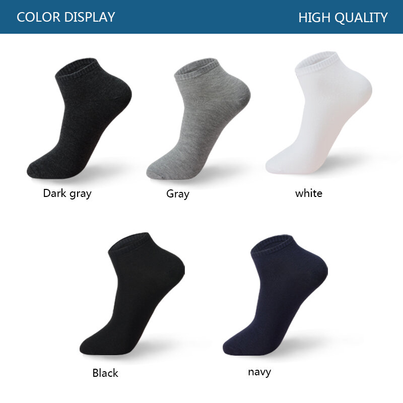 Calcetines cortos de algodón para hombre, medias transpirables, informales, de alta calidad, para verano, lote de 5 pares