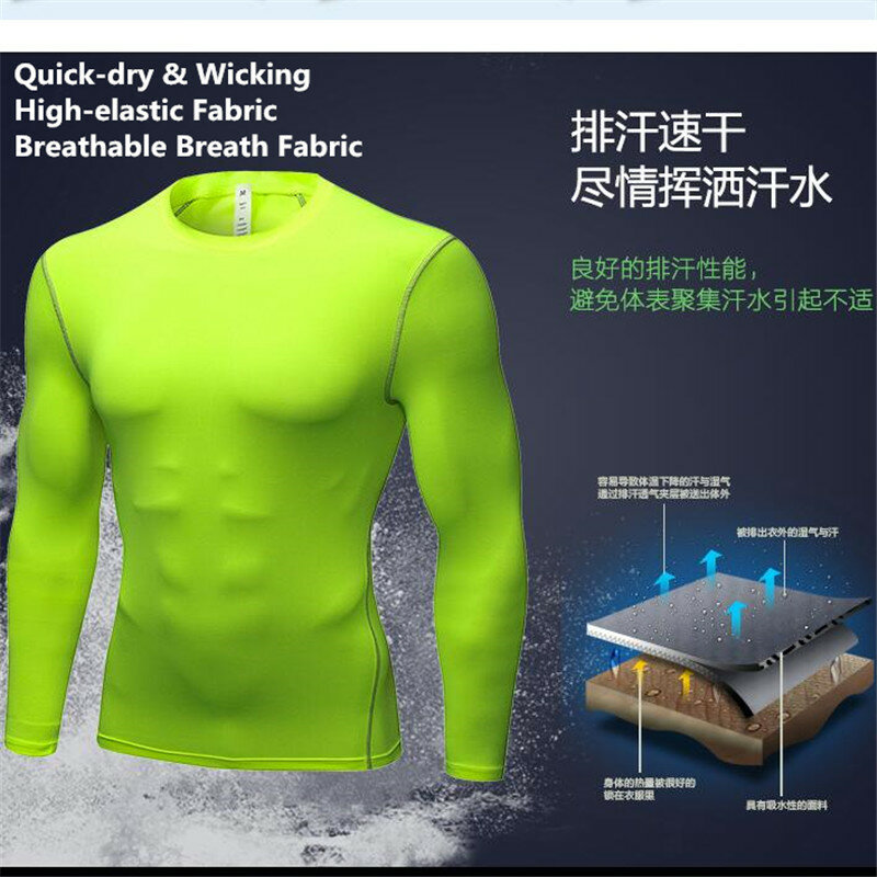 T-shirt moulant à Compression 3D pour hommes, sous-vêtements de Sport, à manches longues, transpirant, haute élasticité, à séchage rapide