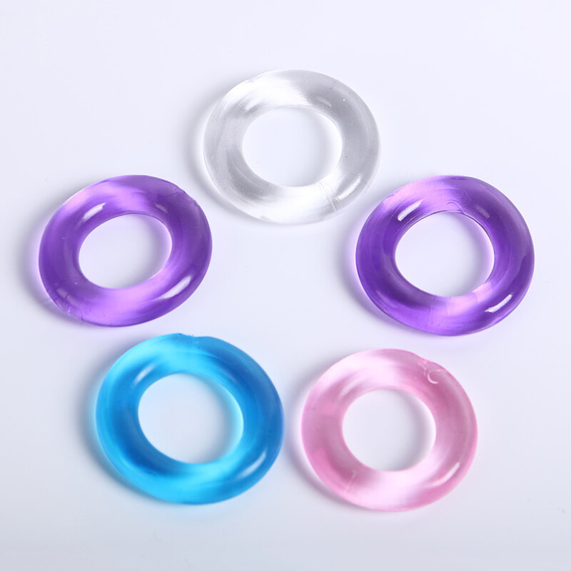 6PCS Anhaltende Donuts Silcone Cock Ringe Verzögerung Ejakulation Penis Ring Flexible Kleber Sex Spielzeug für Männer