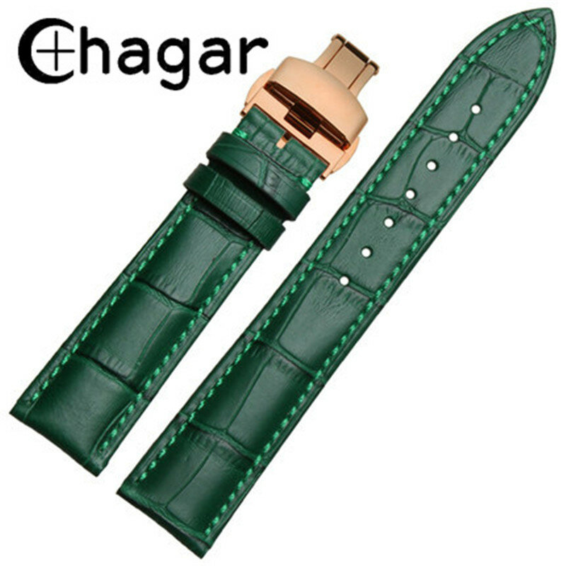 Echtes Leder Grün bambus korn Armband Schmetterling Schnalle 12mm 14mm 16mm 18mm 20mm 22mm mens Frauen armband armband
