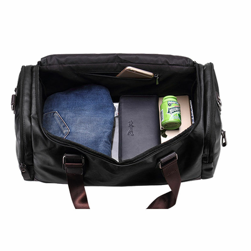 ผู้ชาย PU หนังถุงกีฬา Duffel กระเป๋าเดินทางกระเป๋าถือกระเป๋าถือชายฟิตเนสชายการเดินทางกระเป๋า XA109WA