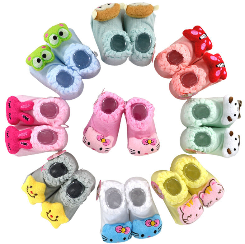20デザイン新生児靴下0-12monthベビーアンチスリップ動物女の子ブーツ男の子ホーストップ品質