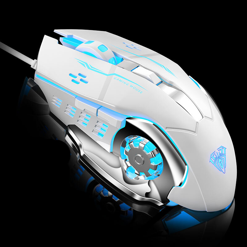 AULA profesjonalnego makro pod mysz do gier Pro LED przewodowa mysz do gier myszka do PC komputer Laptop myszy regulowane 3200 DPI cichy mysz dla graczy Gamer