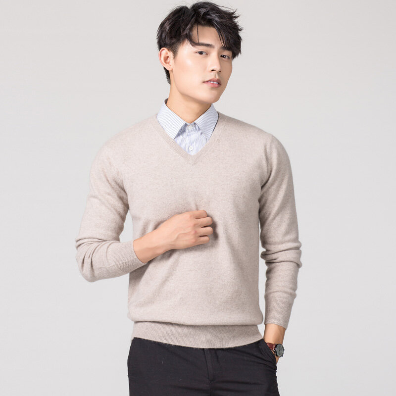 Homem pullovers inverno nova moda vneck camisola venda quente lã de malha jumpers masculino lã roupas padrão topos