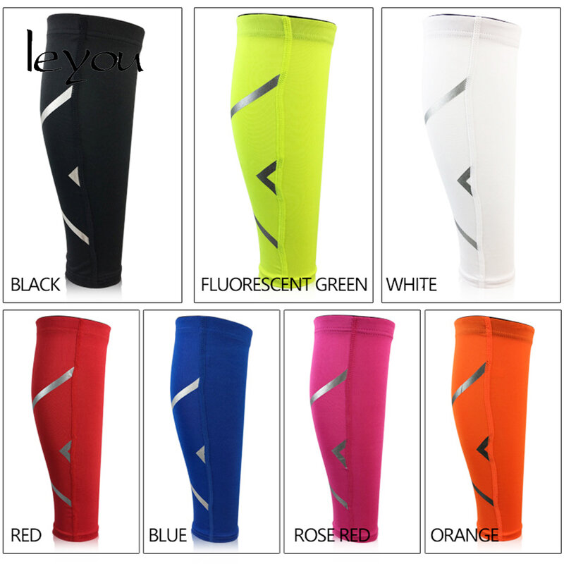 Leyou Reflective Compression Sleeves for Legs Calf Elastic Sleeve Running Legs Warmers Calf Support Compression Knee Sleeve