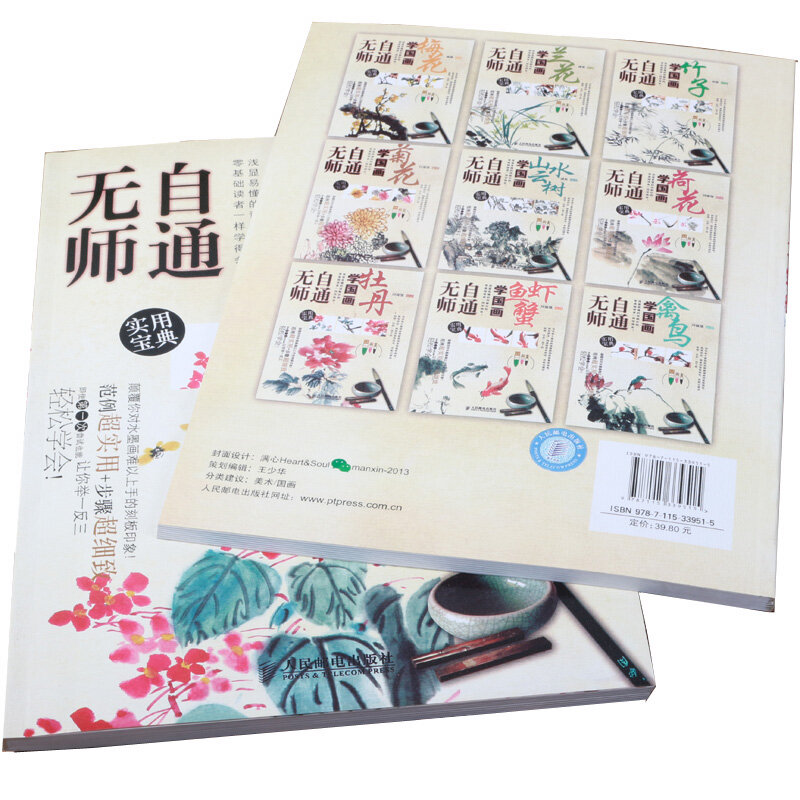 Cahier de fleurs et de plantes à l'encre de pinceau chinois, peinture d'art, technique d'auto-apprentissage Sumi-e, Piazza, livre de fleurs et de calligraphie