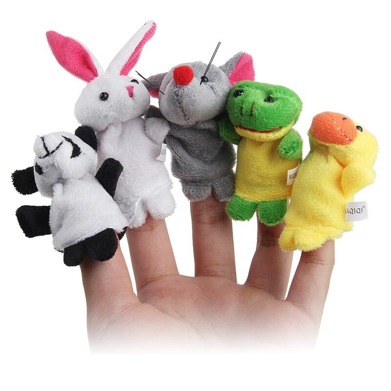 10 pçs/lote, brinquedo de pelúcia do bebê/fantoches de dedo/contar história adereços (grupo 10 animais) boneca animal/brinquedos das crianças/presente das crianças
