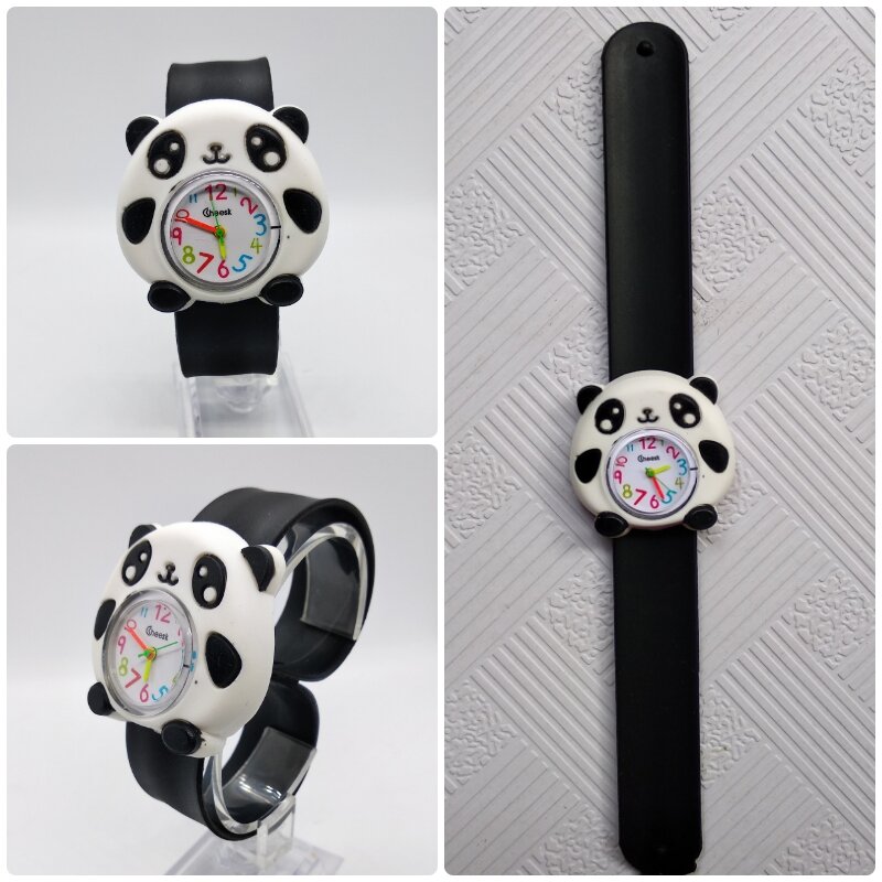 Силиконовые наручные часы, Детские Мультяшные кварцевые часы панды, детские часы для мальчиков и девочек, электронные часы Q7