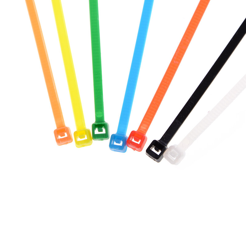 Venta al por mayor 100 piezas 3*100mm de ancho 2,5mm colorido estándar de fábrica de auto-bloqueo de plástico de Nylon Cable ¡alambre de la corbata