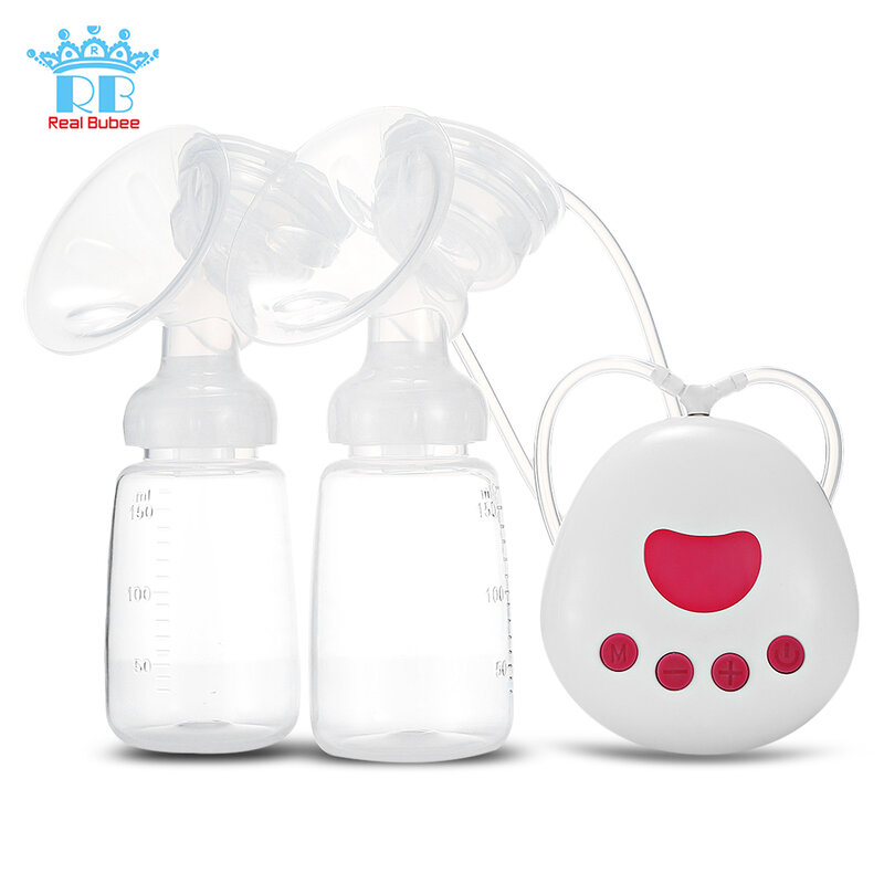 Real bubee único/duplo bomba de mama elétrica com garrafa de leite infantil usb bpa livre poderosas bombas de mama do bebê amamentação