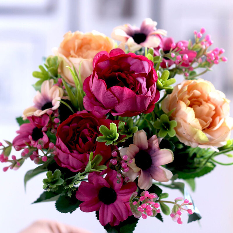 30 cm Hohe Qualität Pfingstrose Blumen Silk Künstliche Bouquet Babybreaths Zubehör DIY Kleine Gefälschte Daisy Blumen Hochzeit Home Decor
