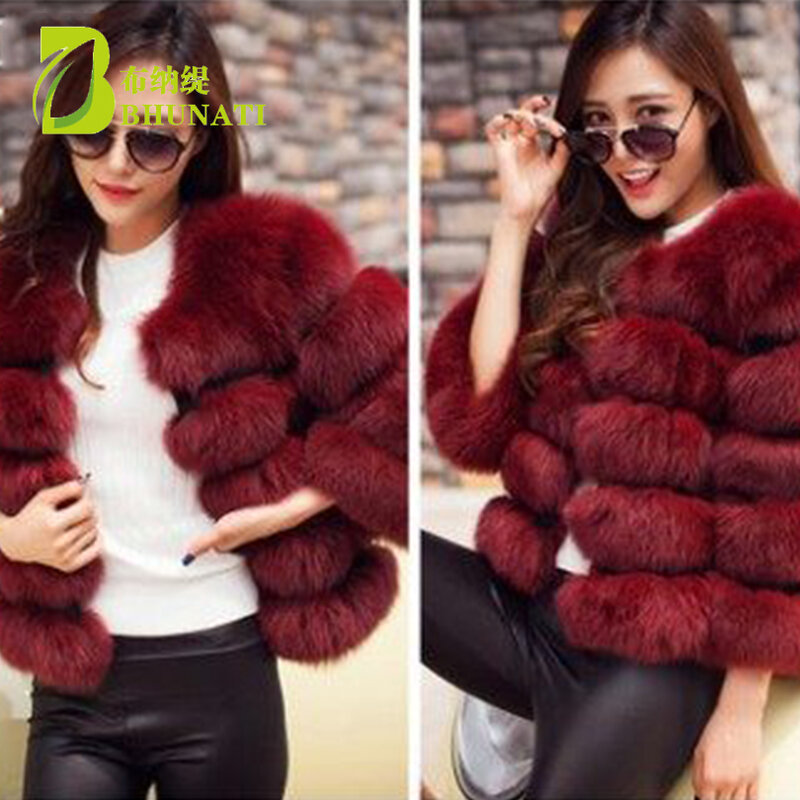 Bhunati S-6XL vison casacos femininos 2019 inverno nova moda casaco de pele do falso elegante grosso quente outerwear falso casaco de pele