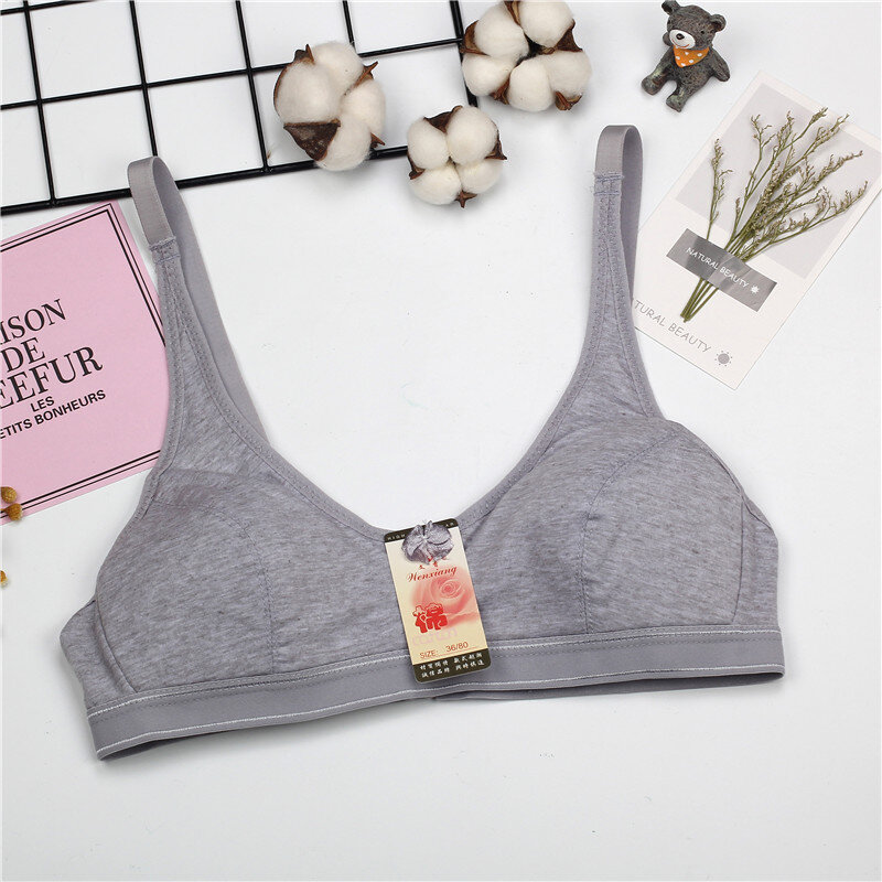 Women Bras Cotton Push Up Bra Wire Free comfy full Thin cup 70 75 80 85 90 95 Size 32 34 36 38 40 42 Adjusted-straps Underwear