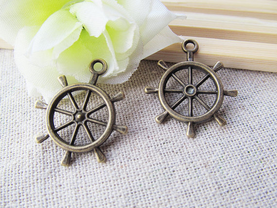 Bộ 50 28.60X25Mm Dễ Thương Tủ Cổ Tông Màu Bạc Bánh Lái Kết Nối Mặt Dây Chuyền Charm/Tìm Kiếm, cho 1 Chiếc Đá Quý, DIYAccessory