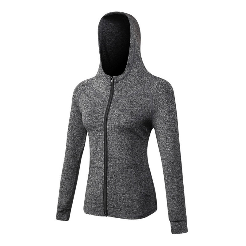 Топ для йоги Yuerlian, женские спортивные толстовки, свитшот с длинным рукавом для женщин, куртка на молнии для бега и фитнеса с капюшоном, Дизайнерская куртка