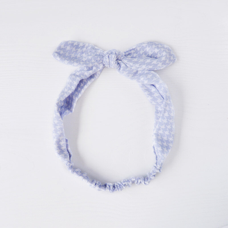Turbante elástico de 4 colores para niña y mujer, accesorios para el cabello, cinta para el pelo a cuadros con nudo en la oreja de conejo, tocado a rayas