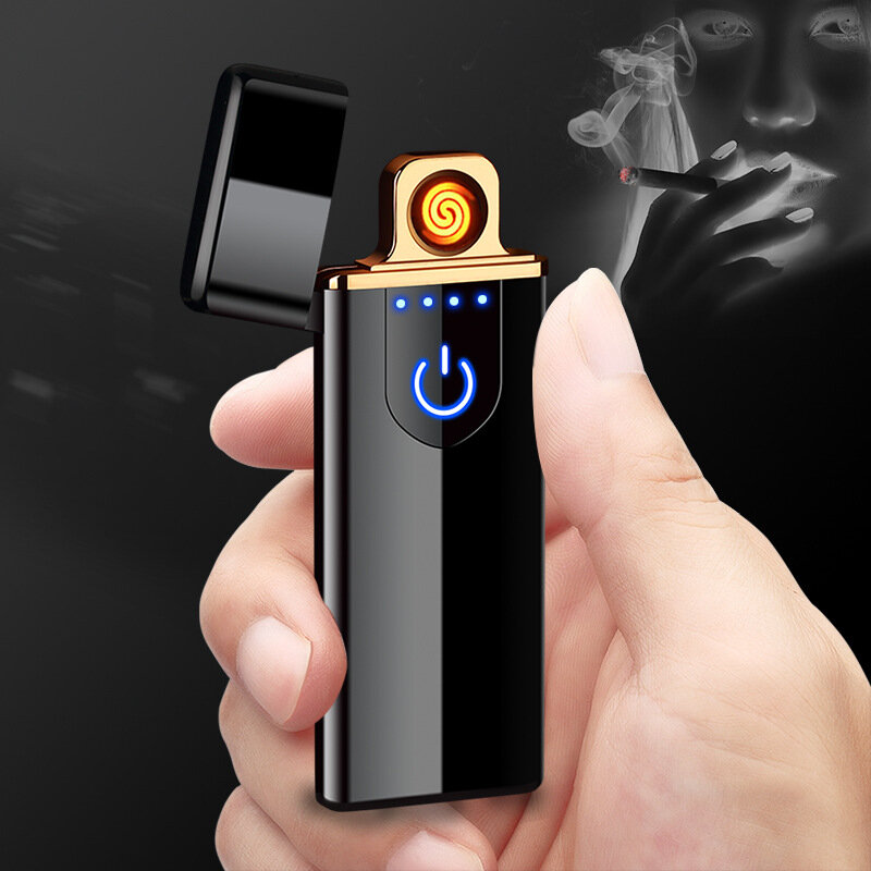 Di ricarica più leggero Tocco di induzione elettronico antivento ultra-sottile USB sigaretta accendino In Metallo personalizzati