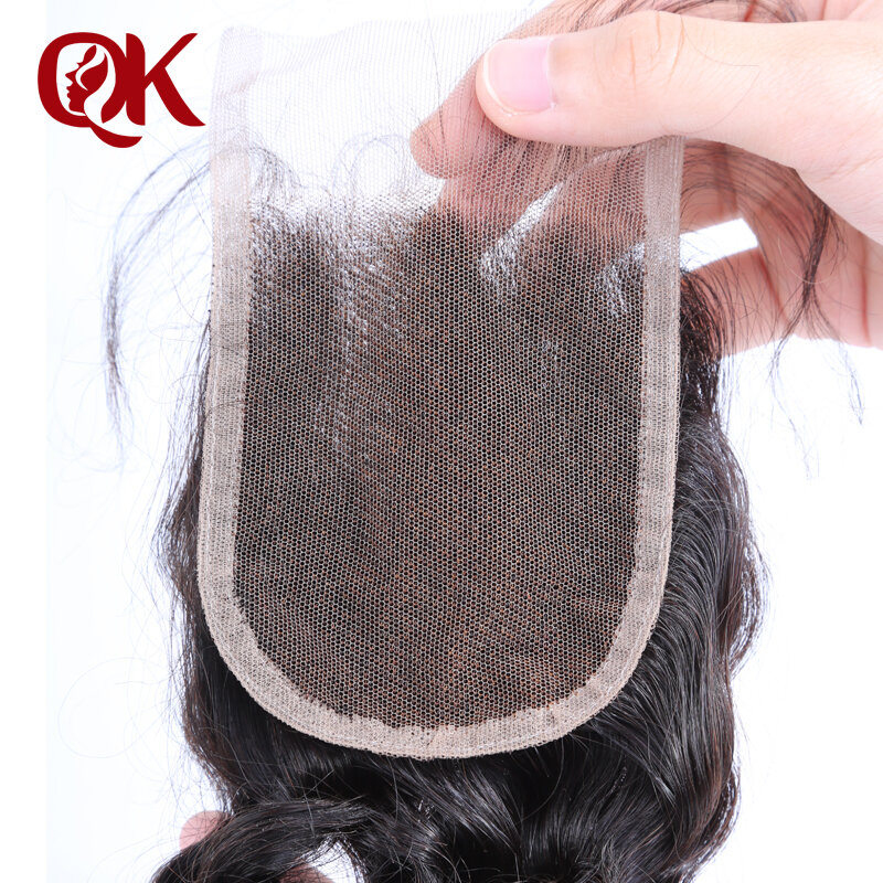 Queenking cabelo brasileiro fechamento do laço encaracolado remy cabelo 3.5 "x 4" laço francês 10-18 polegadas cor natural fechamento do cabelo humano