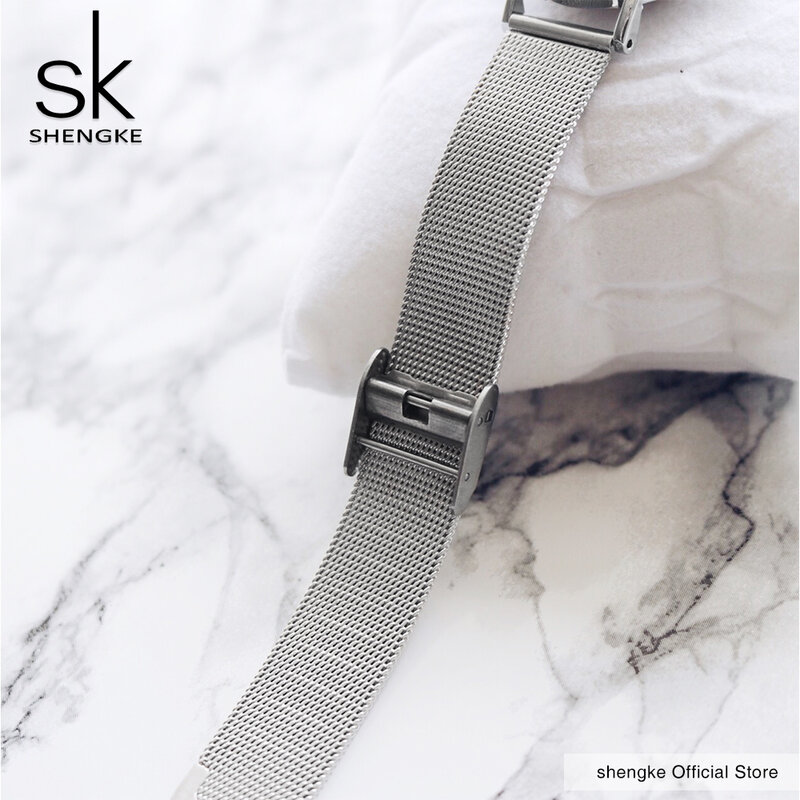 Sk-女性用ステンレスメッシュ腕時計,超スリム,トップブランド,カジュアル,手首,フェミニン
