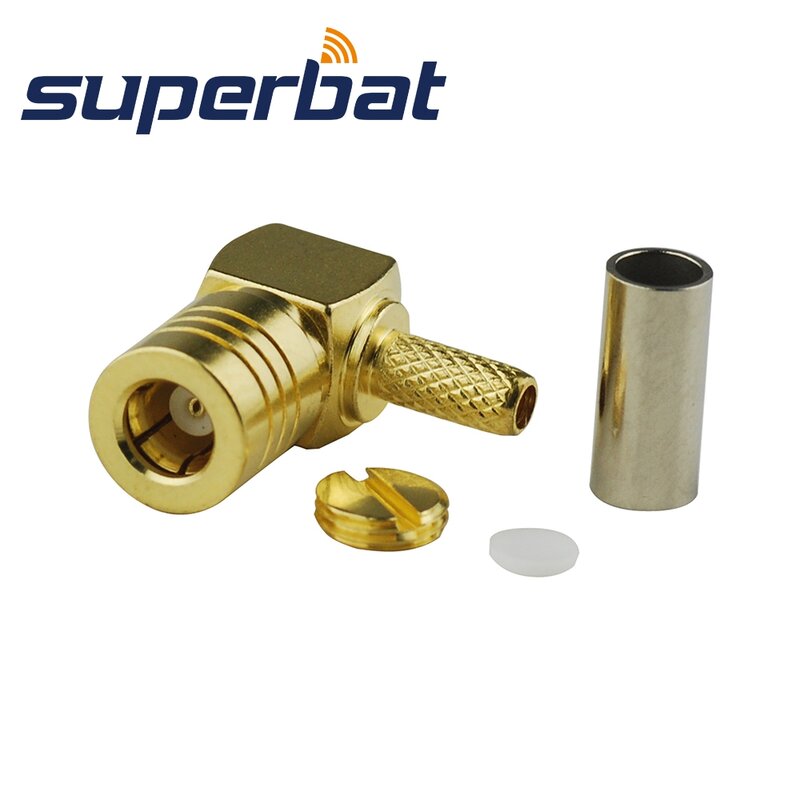 Superbat 10 sztuk SMB zaciskane męskie kątowe złącze koncentryczne RF do kabla LMR100,RG316,RG174