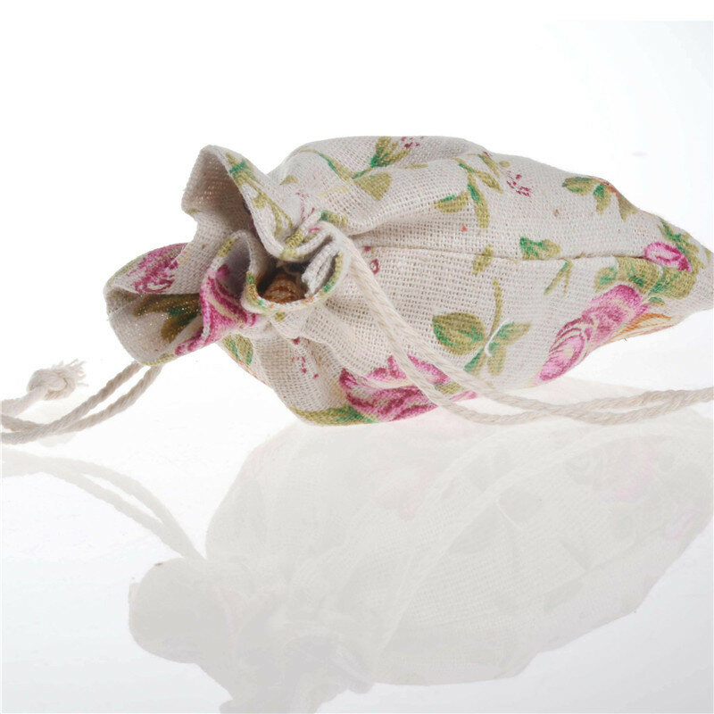 10Pcs New Drawstring Cotton Recycable Jewelry Gift Candy Packing Pouches & Bags 10x14 cm Flower Cotton Candy Bag