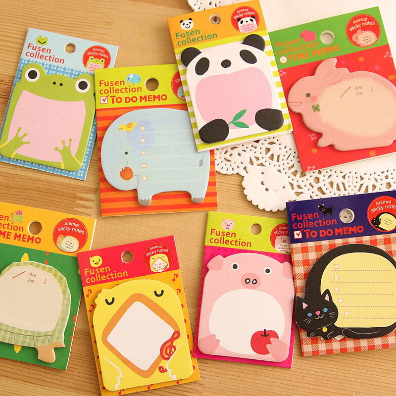 10packs/lot Cartoon Cute Zoo Animal Paradise Creative Korean Stationery Repeatedly Posted Sticky Notes