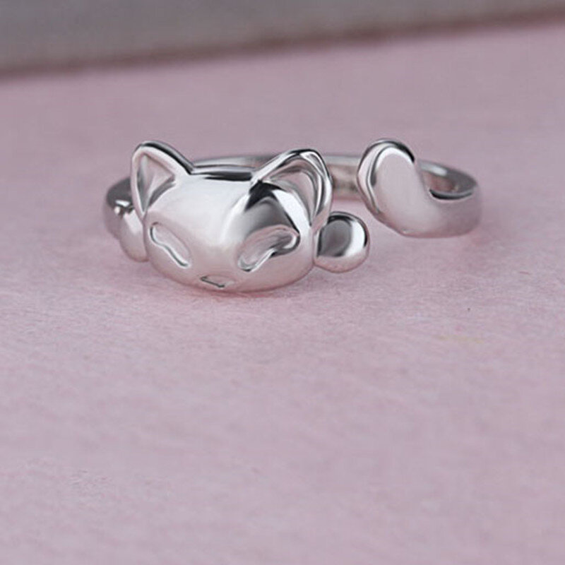 Moda śliczne Fox Rings urocze zwierzę Funny Party Finger Rings dla kobiet 925 Sterling Silver biżuteria szybka wysyłka