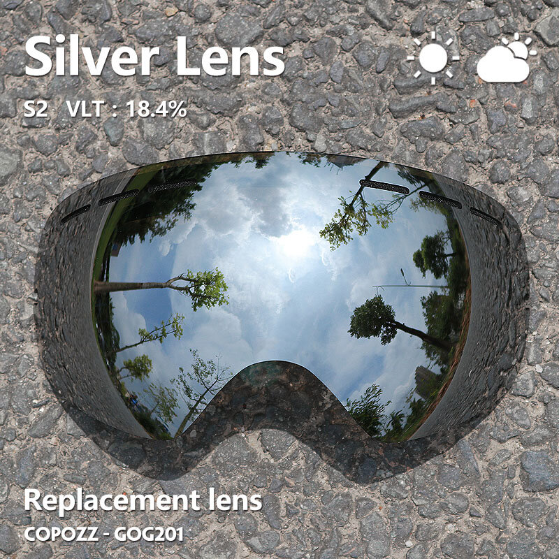 Copozz 201 Lens Skibril Lens Voor Anti-Mist Uv400 Grote Sferische Skibrillen Sneeuwbril Brillen Brillen Brillen Vervanging (Alleen Lens)