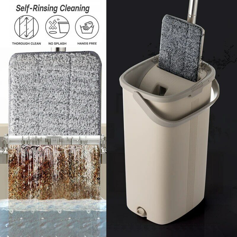 Magic Flat Mop And Bucket Hand Free 360 Degree Head Self Cleaning Great for Wet And Dry Cleaning Safe on all Surfaces Cleaning