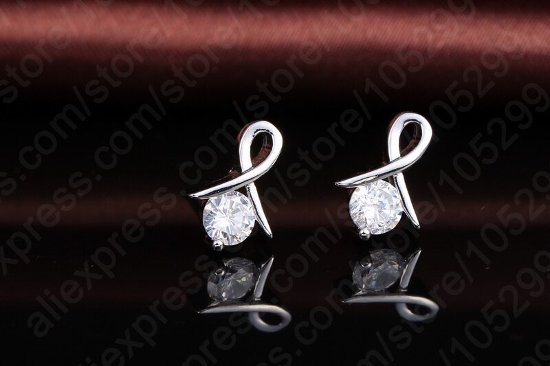 Новый Модный комплект для женщин Крест CZ 925 Стерлинговое серебро кулон ожерелье и серьги-гвоздики с высоким качеством