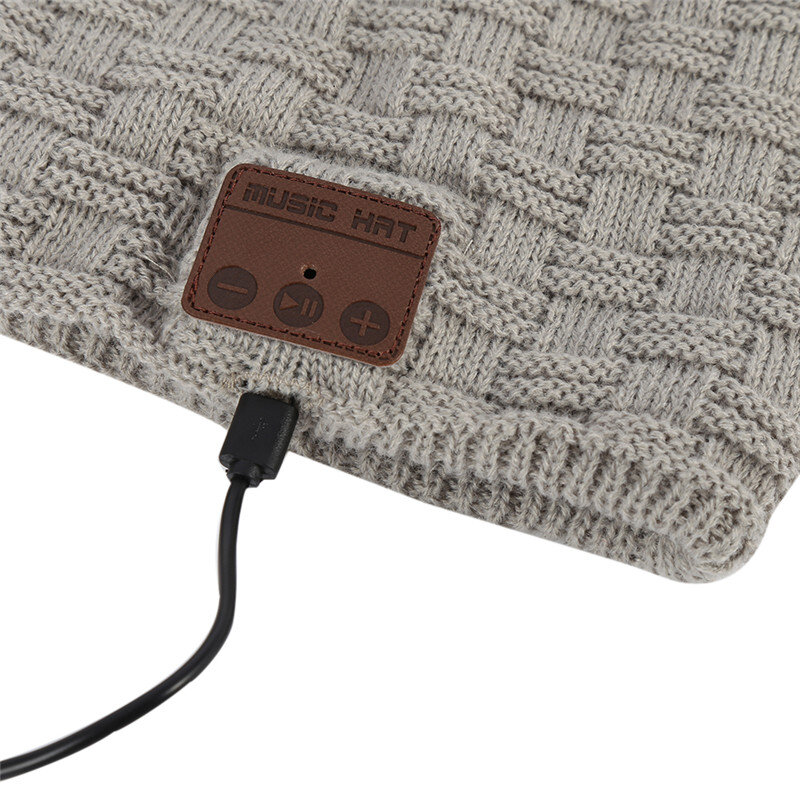 Gorro de punto con Bluetooth V4.2, inalámbrico, 100p, de terciopelo, para correr, para invierno, auriculares con micrófono, diademas para música, gorro deportivo inteligente