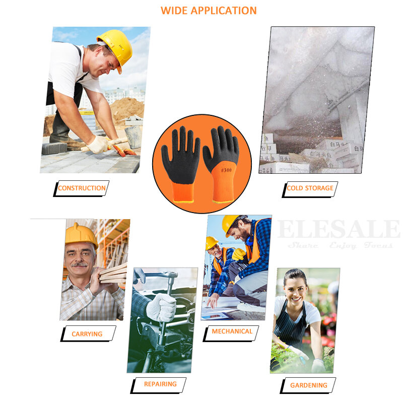 1 para zima wodoodporne bezpieczeństwo pracy rękawice termiczne antypoślizgowa guma lateksowa rękawice ogrodowe dla pracownika budowniczy ochrona rąk