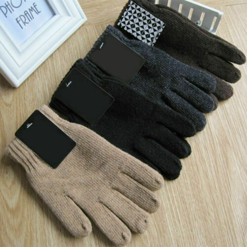 Otoño e Invierno guantes de punto para hombre guantes gruesos térmicos de lana