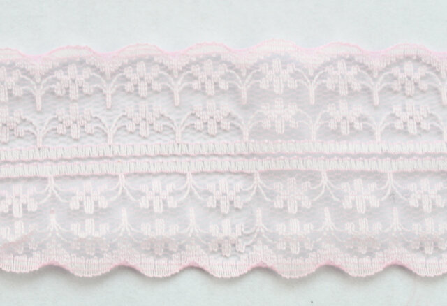 20 Meter blass rosa gestickte Net Lace Trim Band 40mm #22776