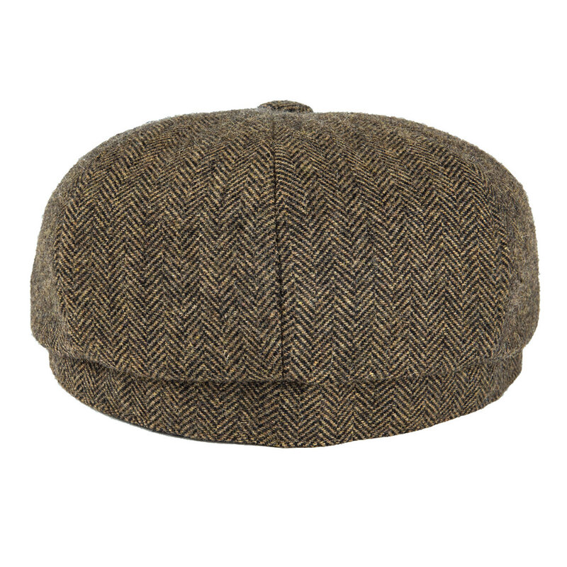 BOTVELA-Boné de jornaleiro de lã Tweed para homens e mulheres, boina vintage, boné de condução plana British Gatsby, chapéu retro