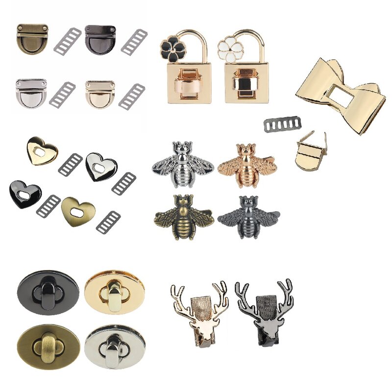 Fecho de metal Turn Lock Twist Lock para DIY Handbag, Bag Purse Hardware Closure, Bag Parts Acessórios, Bagagem Buckle