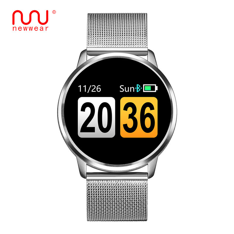 Newwear q8 스마트 시계 oled 컬러 스크린 smartwatch 남성 패션 피트니스 트래커 심박수