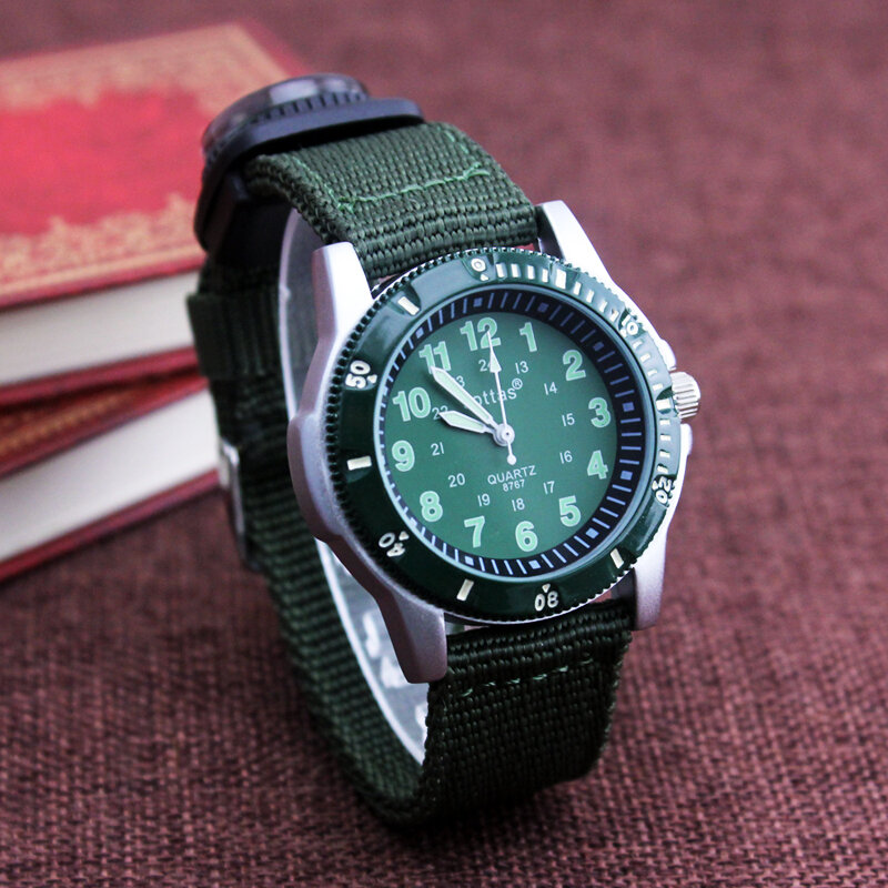 2024 nowe płócienne dzieci chłopcy modne zegarki na co dzień Quatrz regulowane bransoletki kompas zegarki podarunkowe fajne zegarki przystojne