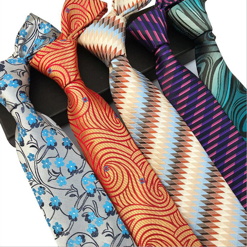 Ricnais gravata floral de seda masculina, gravata xadrez de 8cm com estampa floral, em tecido jacquard, estilo caxemira formal, para negócios e festas