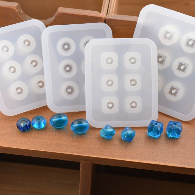 SNASAN-Molde de silicona para cuentas de joyería, Bola de cubo, 6 compartimentos, resina epoxi, hecho a mano, Material de bricolaje, 9mm, 12mm, 16mm